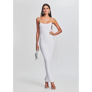 Retrofete Kylie White Bandage Knit Column Maxi Dress Size Large